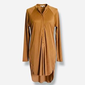 Wilfred Henley Long Sleeve Stretch Satin Mini Shirt Dress Size XXSmall